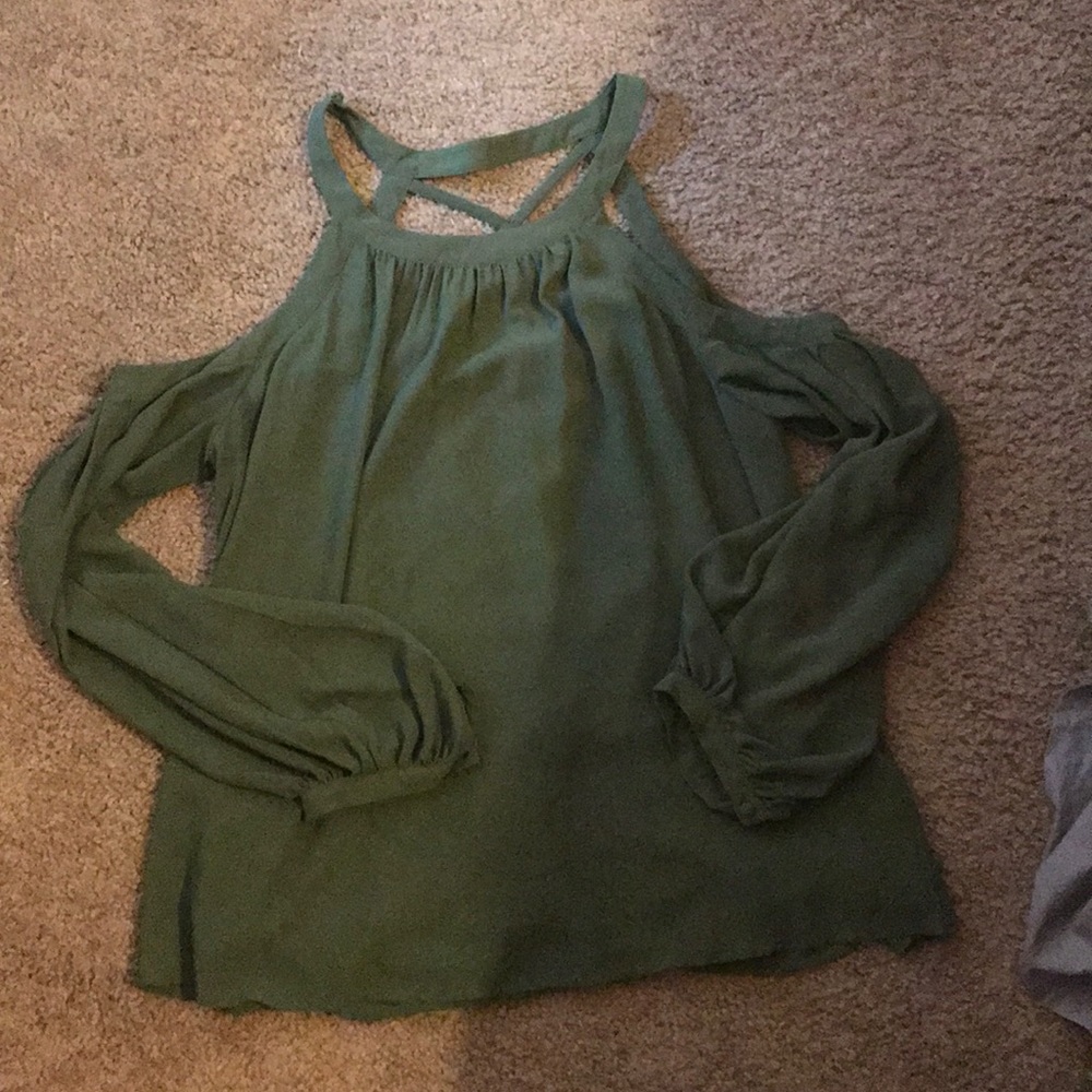 Hunter green blouse from a boutique